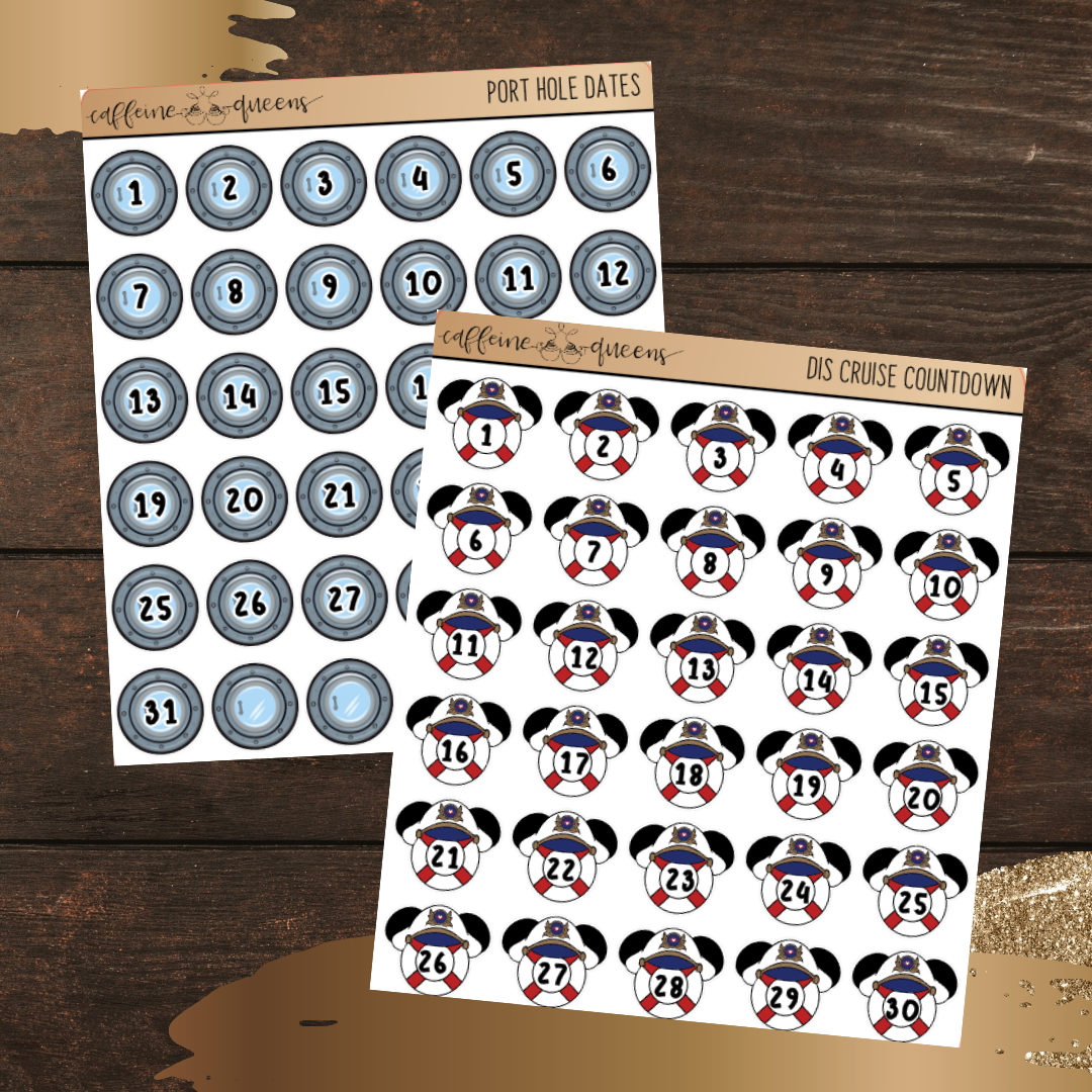 Cruise Dates & Countdown | Quarter Sheets
