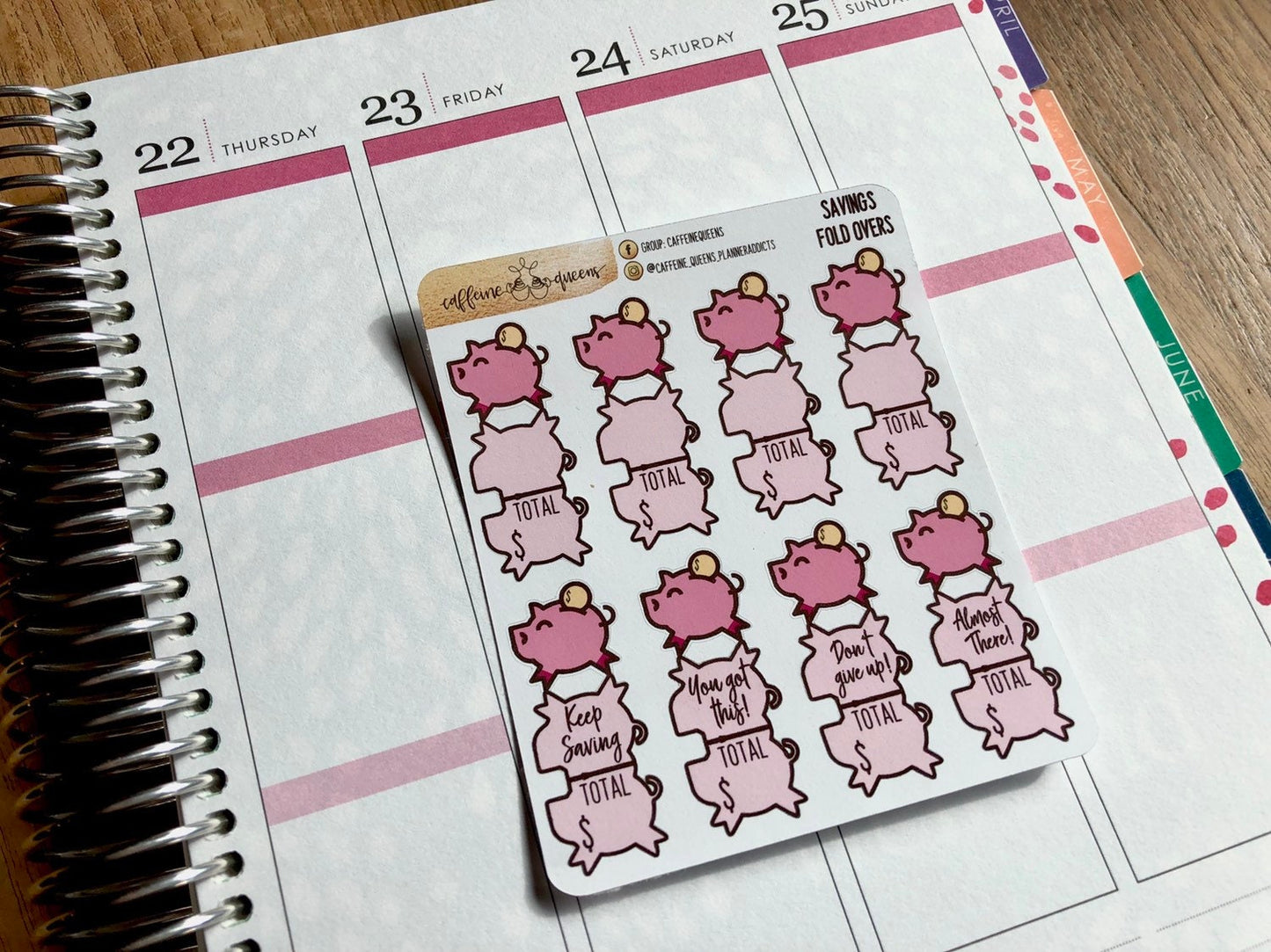 Piggy Bank Fold-Over Savings Tracker