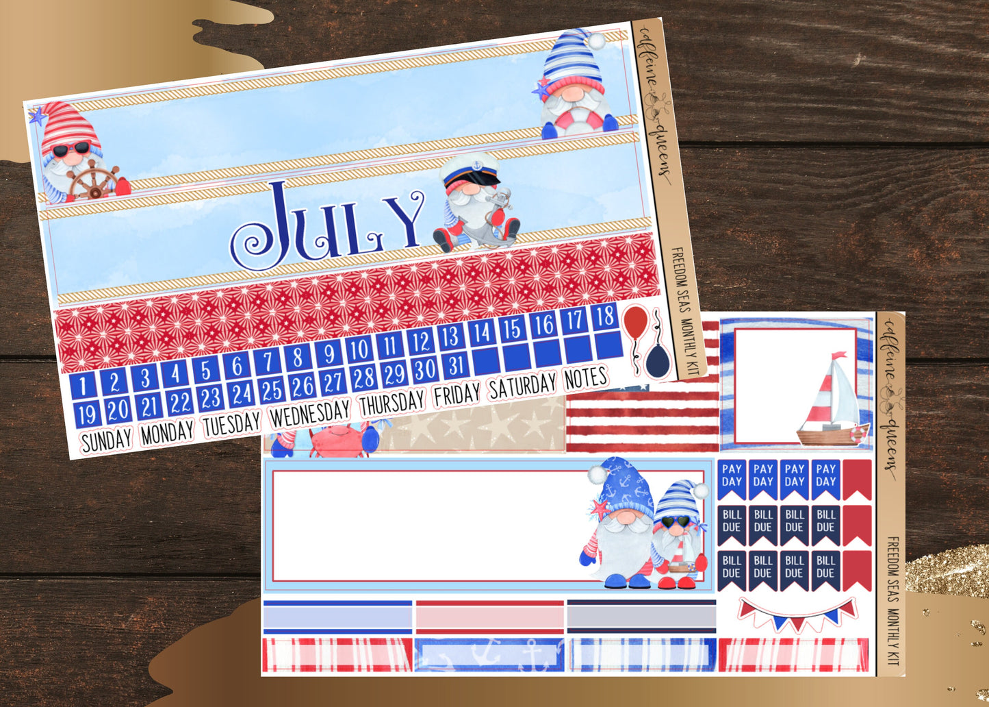 Gnome Summer Monthly Bundle | Vertical Planning Monthly Kit