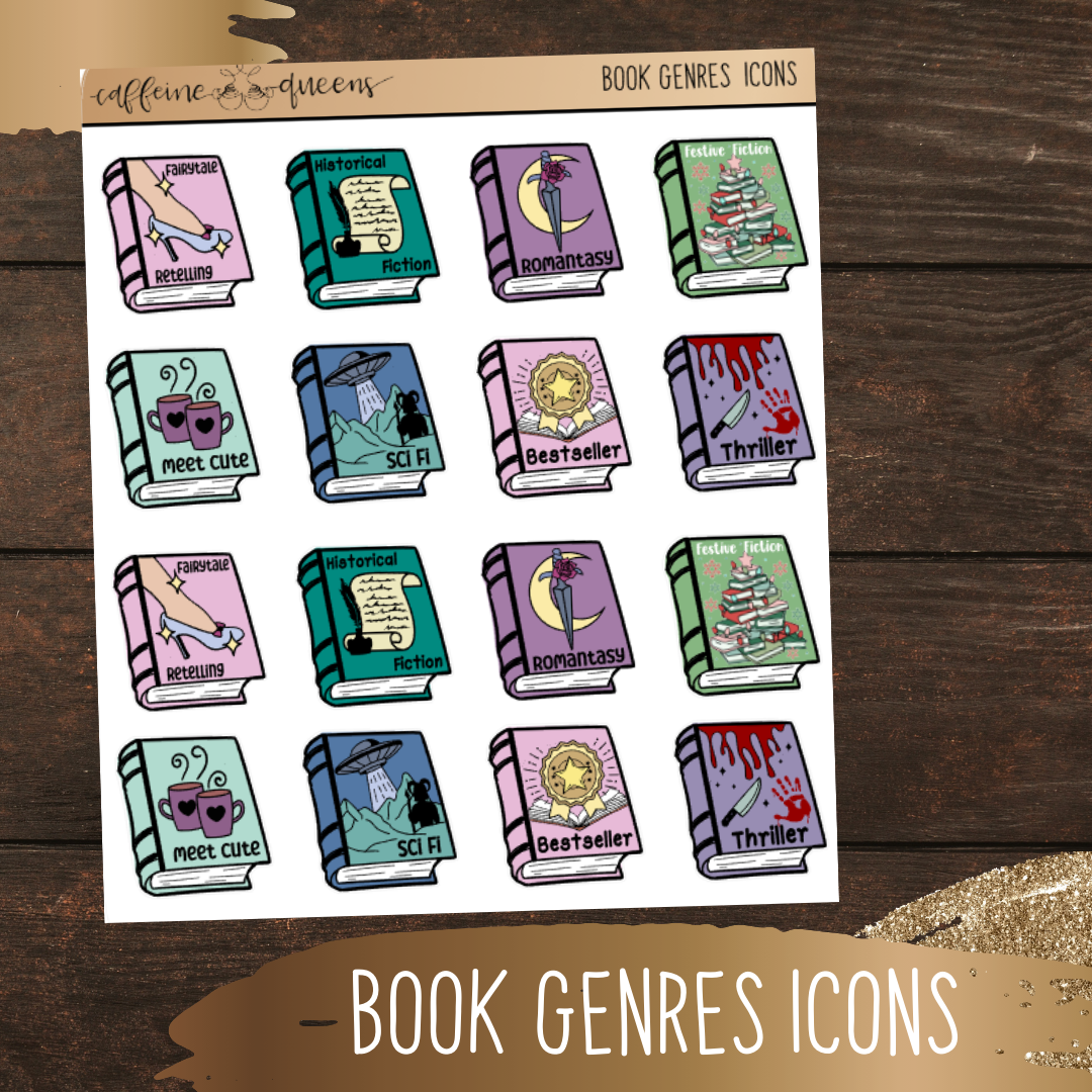 Book Genre Icon Stickers