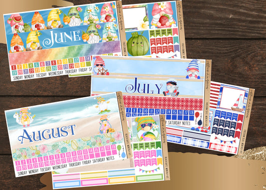 Gnome Summer Monthly Bundle | Vertical Planning Monthly Kit