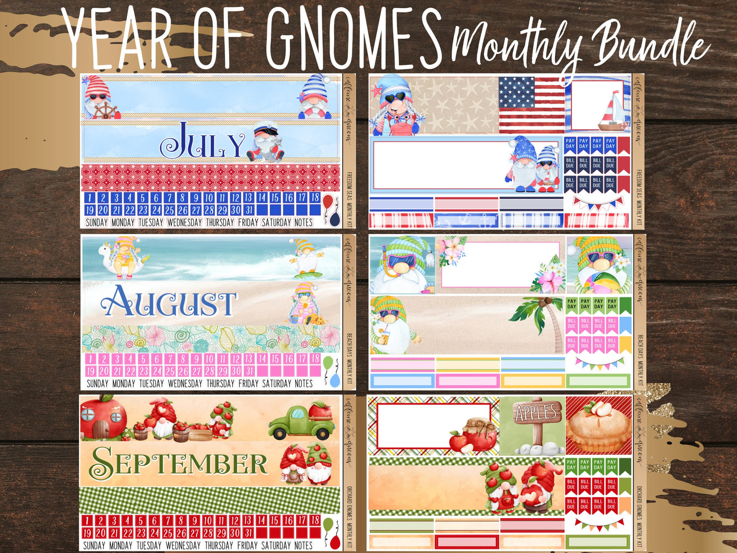 Year of GNOMES Monthlies Bundle | Vertical Monthly