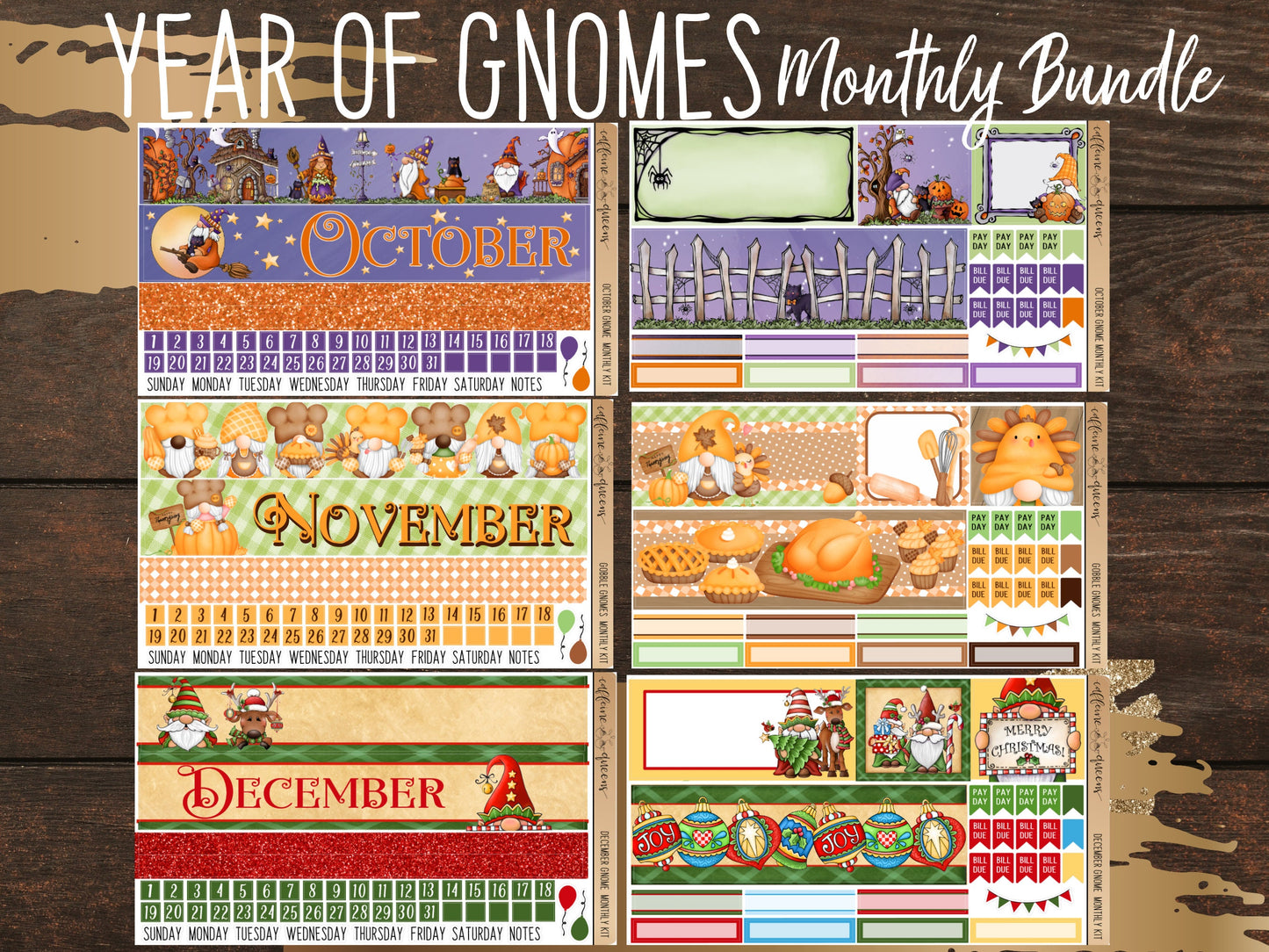 Year of GNOMES Monthlies Bundle | Vertical Monthly