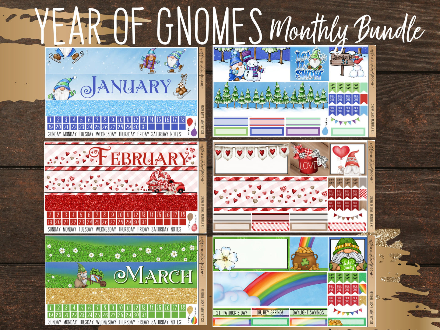 Year of GNOMES Monthlies Bundle | Vertical Monthly