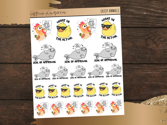 Sassy Animals |  Quarter Sheet Planning Stickers